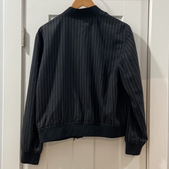 Lauren Ralph Lauren black with white pinstripes bomber EUC women's 14 🔥 wool - Picture 9 of 9